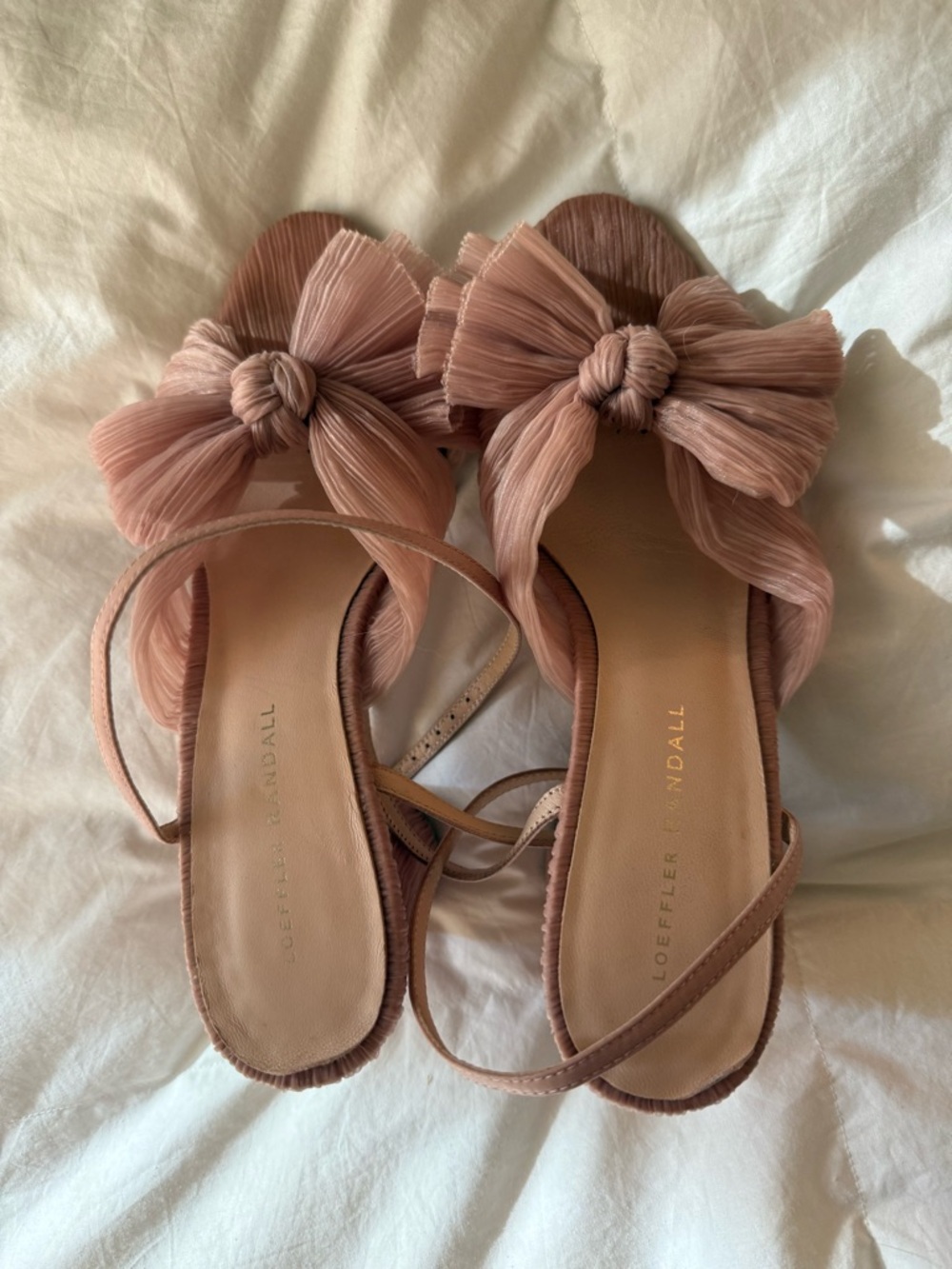Loeffler Randall Dusty Rose Bow Slide Sandals - worn once for a wedding!
